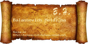 Balassovich Heléna névjegykártya